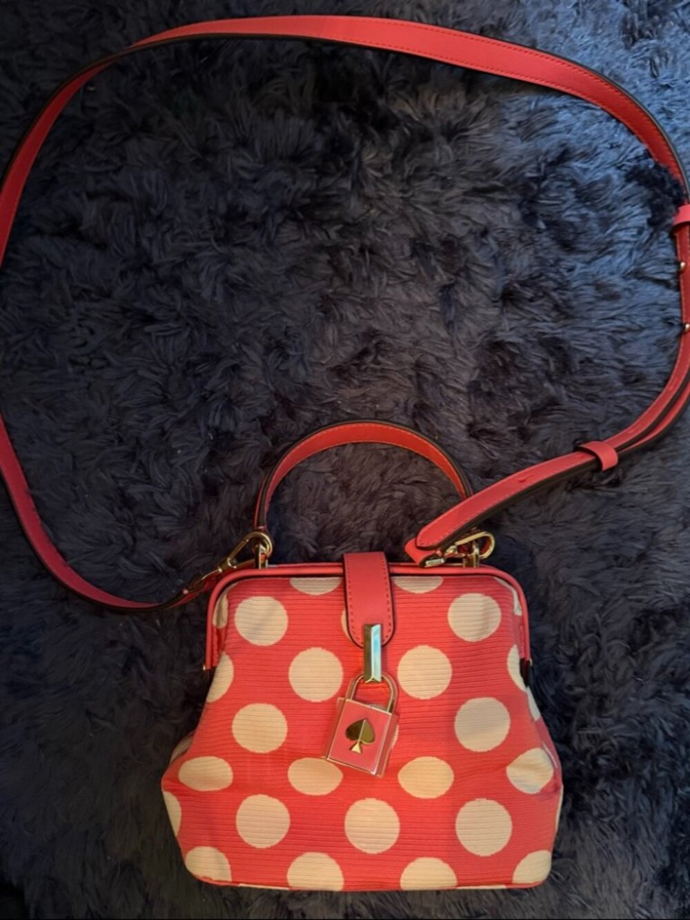 Kate Spade Steal the Spotlight Polka Dot Frame Purse (Pink/White)